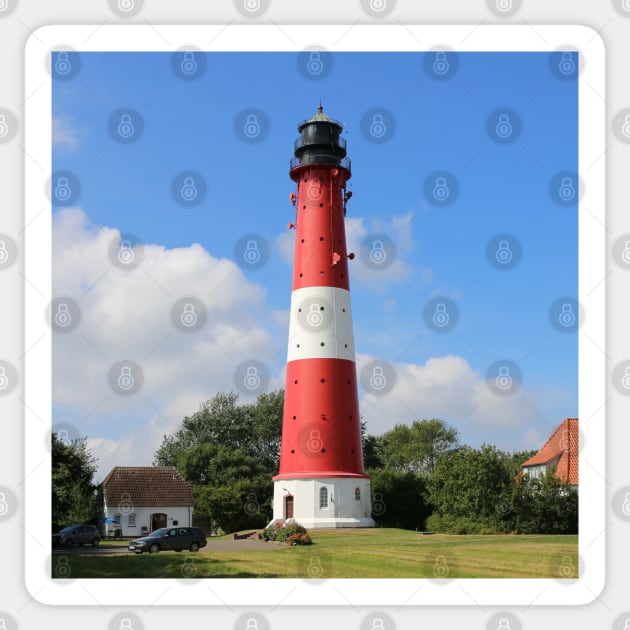 Red and White Lighthouse on Pellworm Island Sticker by Christine aka stine1